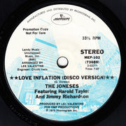 The Joneses Featuring Harold Taylor And Jimmy Richardson (3) : Love Inflation (7", Promo)