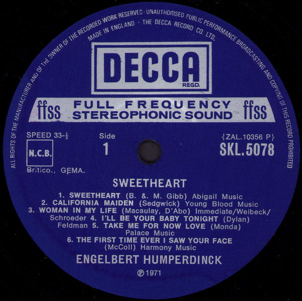 Engelbert Humperdinck : Sweetheart (LP, Album)