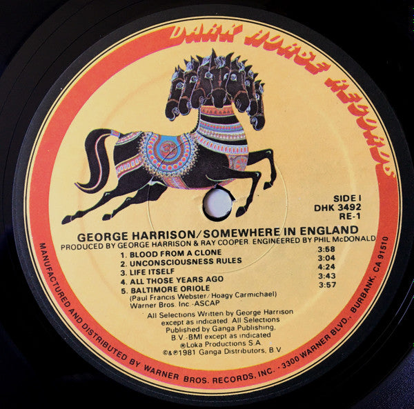 George Harrison : Somewhere In England (LP, Album, Spe)