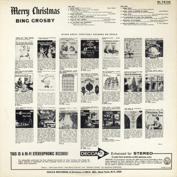 Bing Crosby : Merry Christmas (LP, RE, RP, Pin)