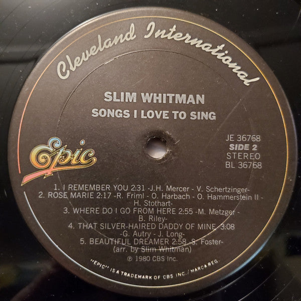 Slim Whitman : Songs I Love To Sing (LP, Album, San)