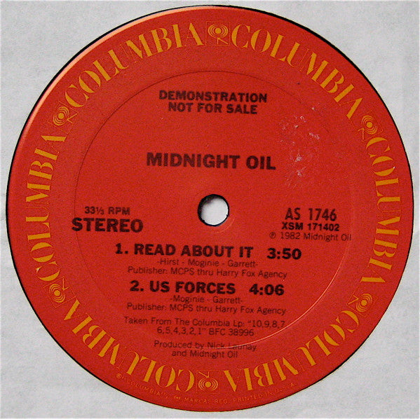 Midnight Oil : Power And The Passion (12", Promo)