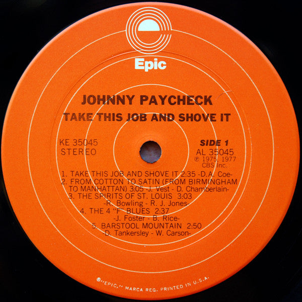 Johnny Paycheck : Take This Job And Shove It (LP, Album, San)