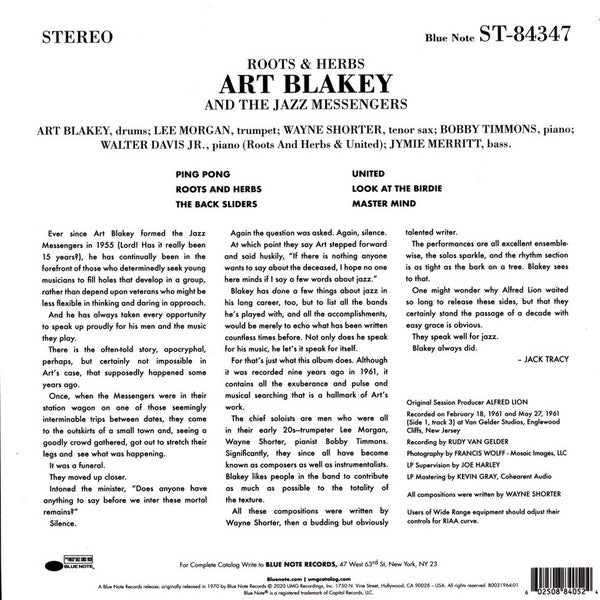 Art Blakey And The Jazz Messengers* : Roots & Herbs (LP, Album, RE, 180)