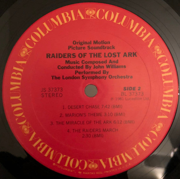John Williams (4) : Raiders Of The Lost Ark (Original Motion Picture Soundtrack) (LP, Album, San)