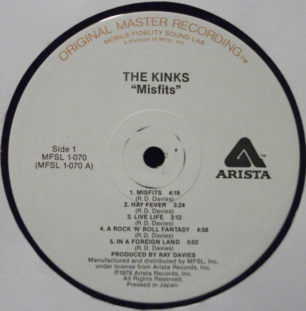 The Kinks : Misfits (LP, Album, RE, RM)