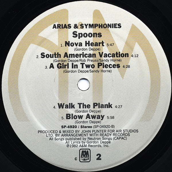 Spoons : Arias & Symphonies (LP, Album)