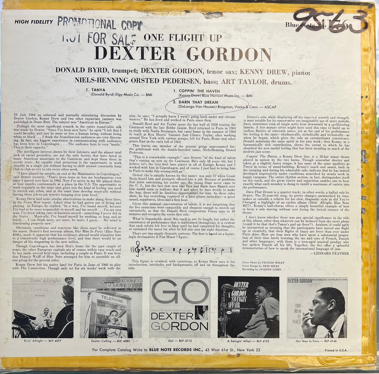 Dexter Gordon - One Flight Up (Very Good (VG)) Jazz (LP, Album, Mono, Pla)