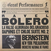 Ravel* : Bernstein* conducting the New York Philharmonic and the Orchestre National De France : Bolero / La Valse / Alborada Del Gracioso / Daphnis Et Chloe Suite No. 2 (LP, Comp, RE)