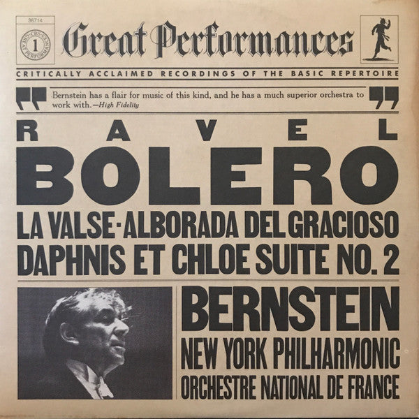 Ravel* - Bernstein*, New York Philharmonic, Orchestre National De France : Bolero / La Valse / Alborada Del Gracioso / Daphnis Et Chloe Suite No. 2 (LP, Comp, RE, RM)