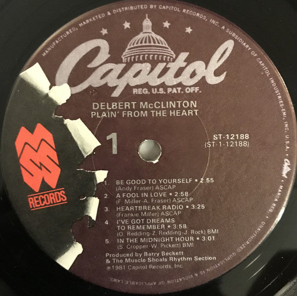 Delbert McClinton : Plain' From The Heart (LP, Album, Win)
