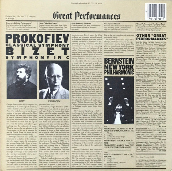 Prokofiev* / Bizet* : Bernstein*, New York Philharmonic : Classical Symphony / Symphony In C (LP, RE)