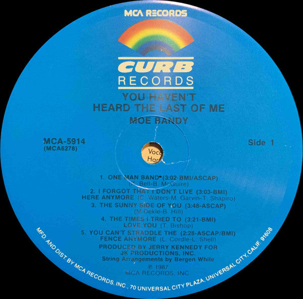 Moe Bandy : You Haven't Heard The Last Of Me (LP, Album, Pin)