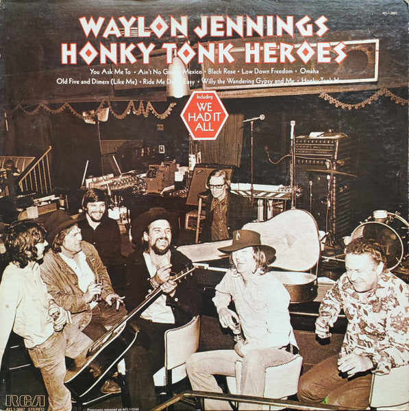 Waylon Jennings : Honky Tonk Heroes (LP, Album, RE, Ind)