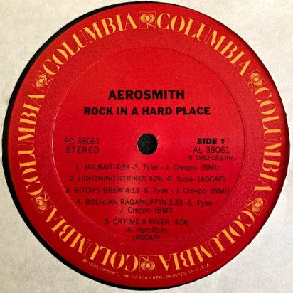 Aerosmith : Rock In A Hard Place (LP, Album, Pit)