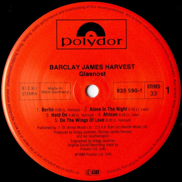 Barclay James Harvest : Glasnost (LP, Album)