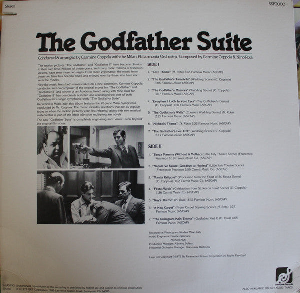 Carmine Coppola with The Milan Philarmonia Orchestra* : The Godfather Suite (LP)