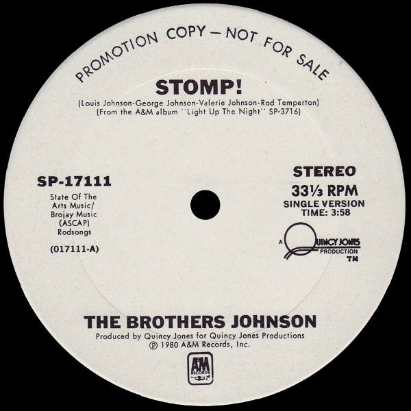 Brothers Johnson : Stomp! (12", Promo)
