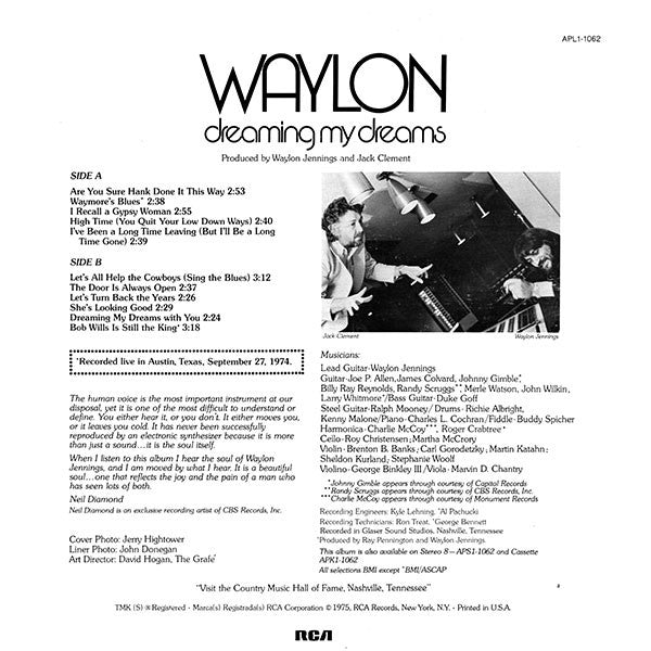 Waylon Jennings : Dreaming My Dreams (LP, Album, Hol)