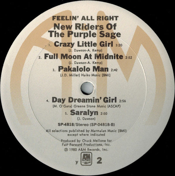 New Riders Of The Purple Sage : Feelin' All Right (LP, Album, Ter)