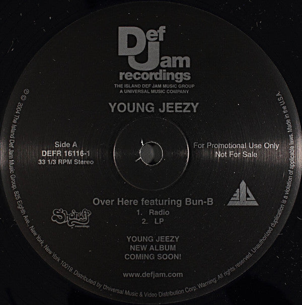 Young Jeezy Featuring Bun B : Over Here (12", Single, Promo)