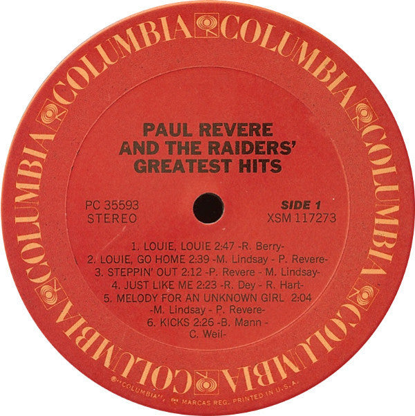 Paul Revere & The Raiders : Greatest Hits (LP, Comp, RE)
