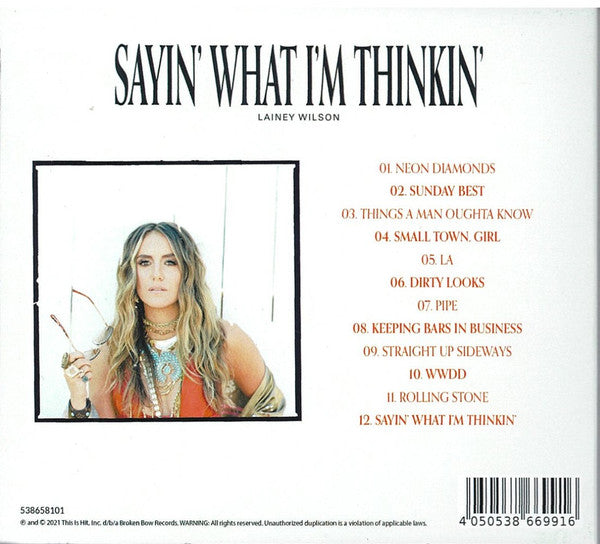 Lainey Wilson : Sayin' What I'm Thinkin' (CD, Album, Dig)