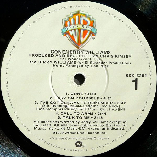 Jerry Williams* : Gone (LP, Album, Win)