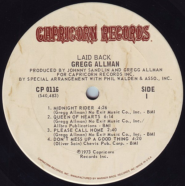 Gregg Allman : Laid Back (LP, Album, San)