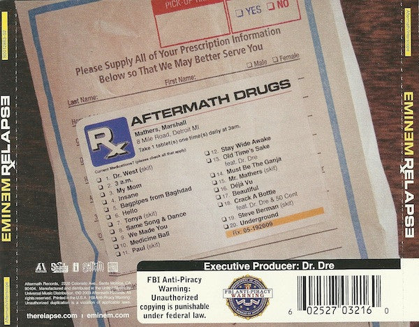 Eminem : Relapse (CD, Album)