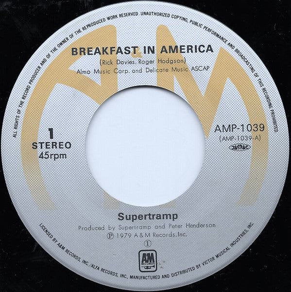 Supertramp = Supertramp : ブレックファスト・イン・アメリカ= Breakfast In America (7", Single)
