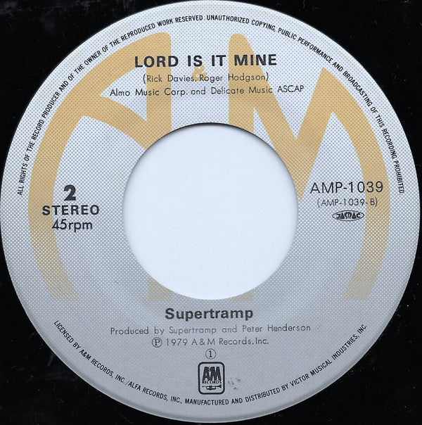 Supertramp = Supertramp : ブレックファスト・イン・アメリカ= Breakfast In America (7", Single)