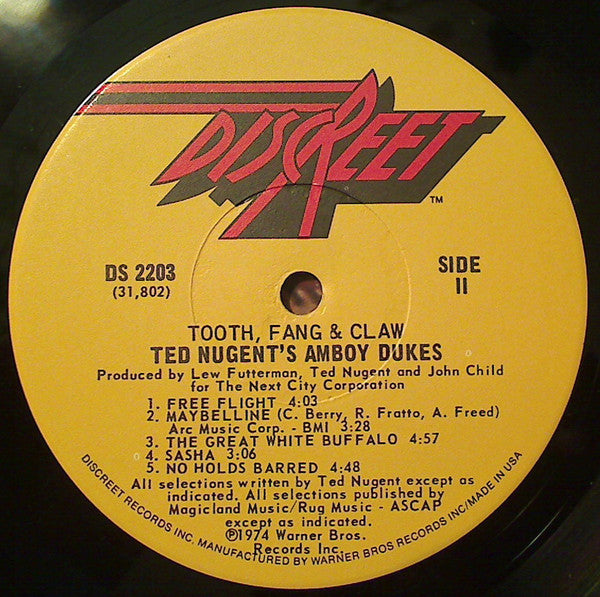 The Amboy Dukes : Tooth, Fang & Claw (LP, Album, Jac)