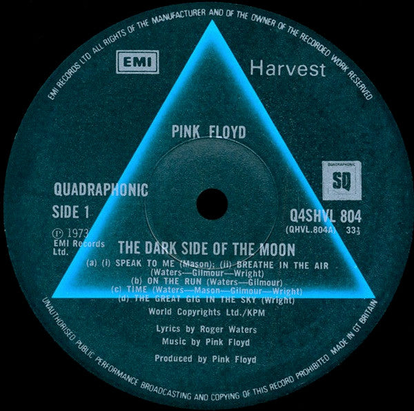 Pink Floyd : The Dark Side Of The Moon (LP, Album, Quad, Gat)