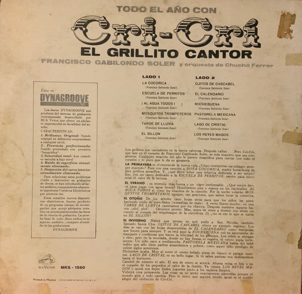 Francisco Gabilondo Soler Y Orquesta De Chucho Ferrer : Todo El Año Con Cri-Cri "El Grillito Cantor" (LP, Album)