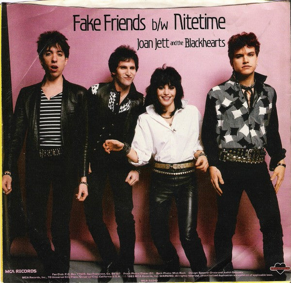 Joan Jett And The Blackhearts* : Fake Friends (7", Single, Pin)