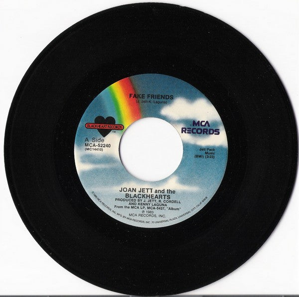 Joan Jett And The Blackhearts* : Fake Friends (7", Single, Pin)
