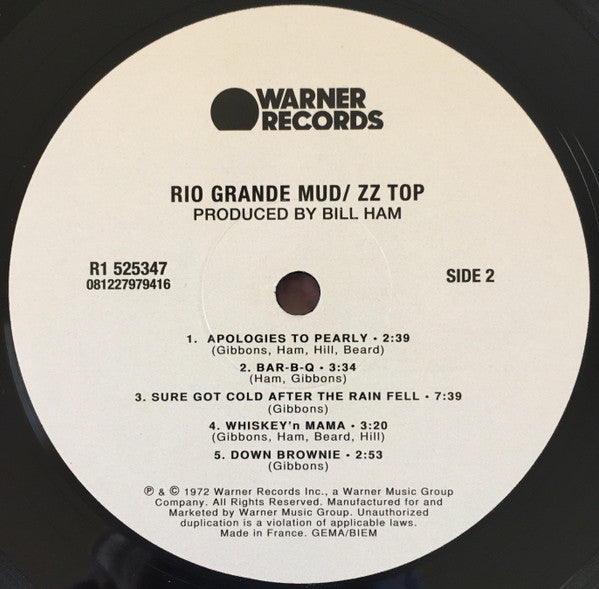 ZZ Top : Rio Grande Mud (LP, Album, RE, 180)