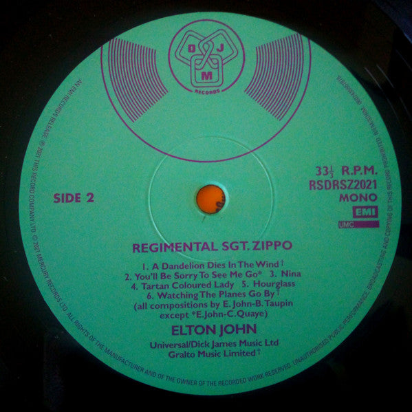 Elton John : Regimental Sgt. Zippo (LP, Album, RSD, Mono)