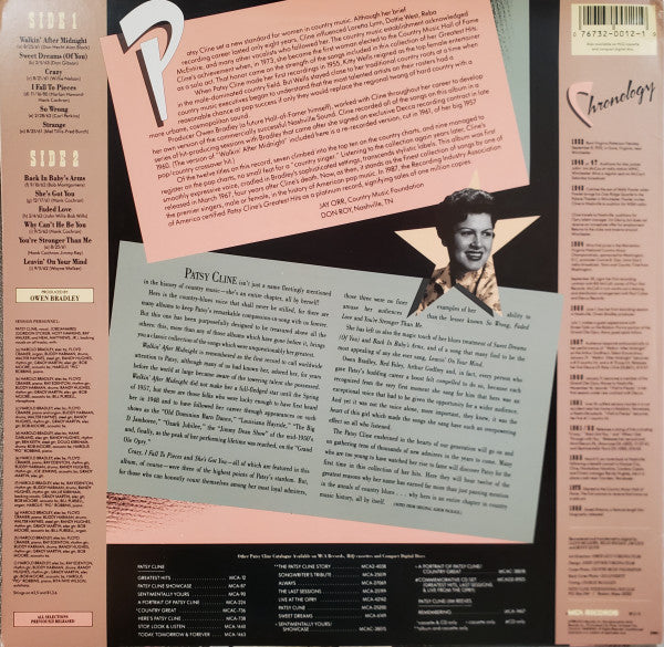 Patsy Cline : 12 Greatest Hits (LP, Comp, Club, RE, CRC)