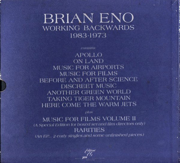 Brian Eno : Working Backwards: 1983-1973 (11xLP + Box, Comp)