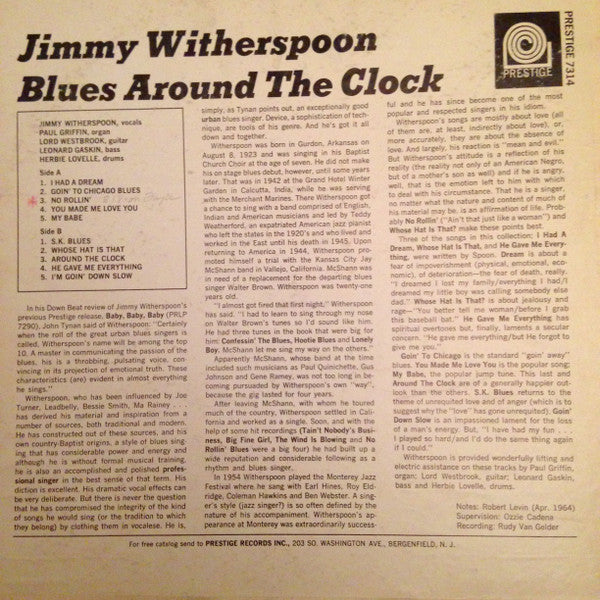 Jimmy Witherspoon : Blues Around The Clock (LP, Album)