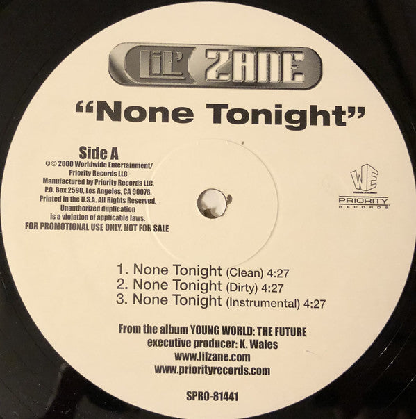 Lil' Zane : None Tonight / What's Up (12", Maxi, Promo)