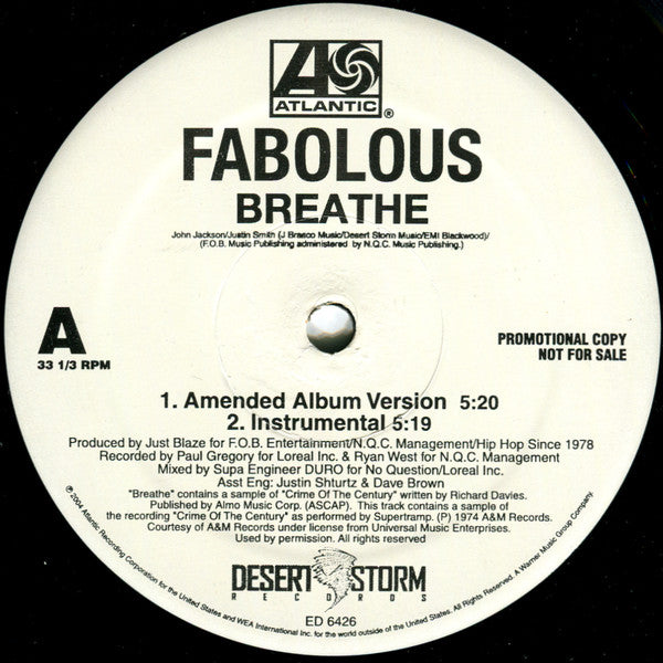 Fabolous : Breathe (12", Promo)