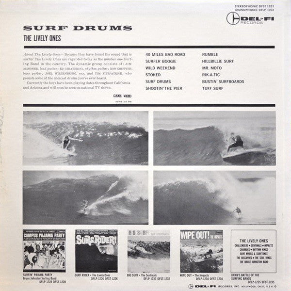The Lively Ones : Surf Drums (LP, Album, Mono)