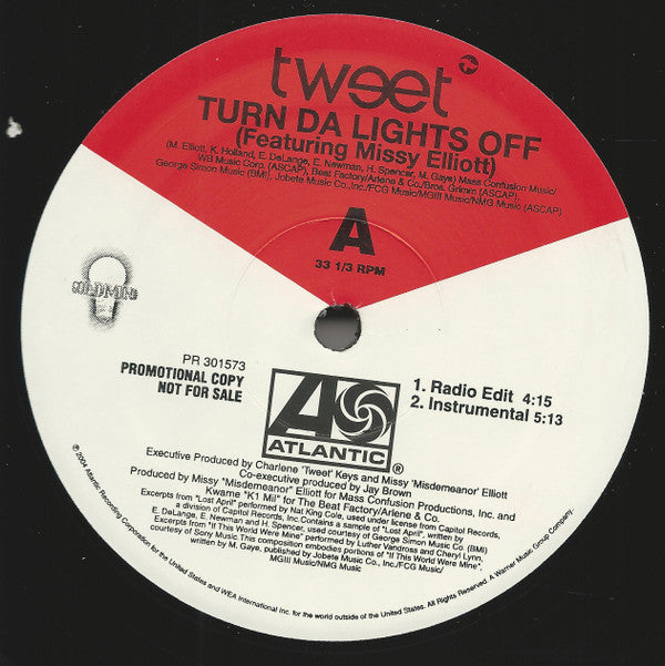 Tweet Featuring Missy Elliott : Turn Da Lights Off (12", Single, Promo)