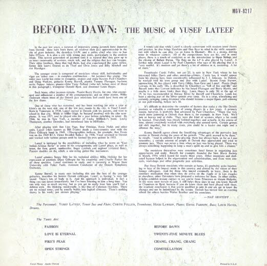 Yusef Lateef : Before Dawn: The Music Of Yusef Lateef (LP, Album, Mono)