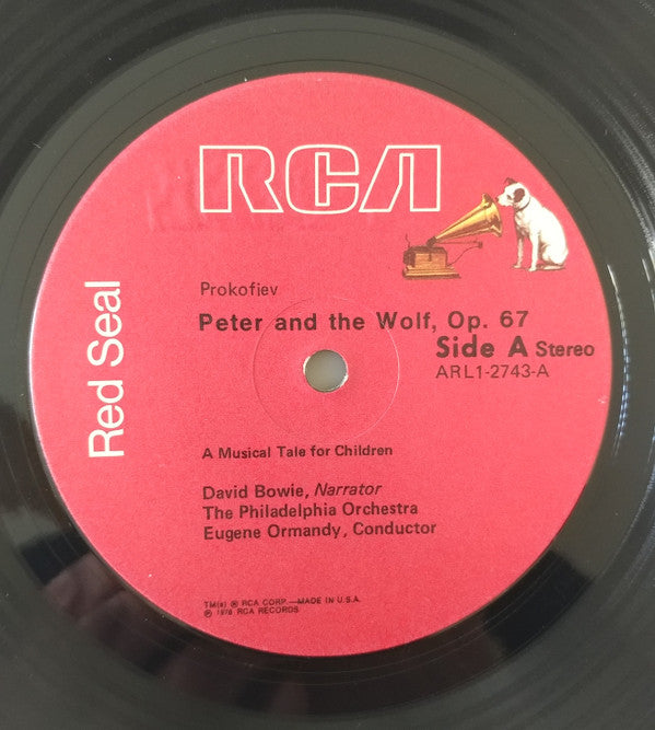 David Bowie Narrates Prokofiev* / Eugene Ormandy & The Philadelphia Orchestra Perform Britten* : Peter And The Wolf / Young Person's Guide To The Orchestra (LP, Album)