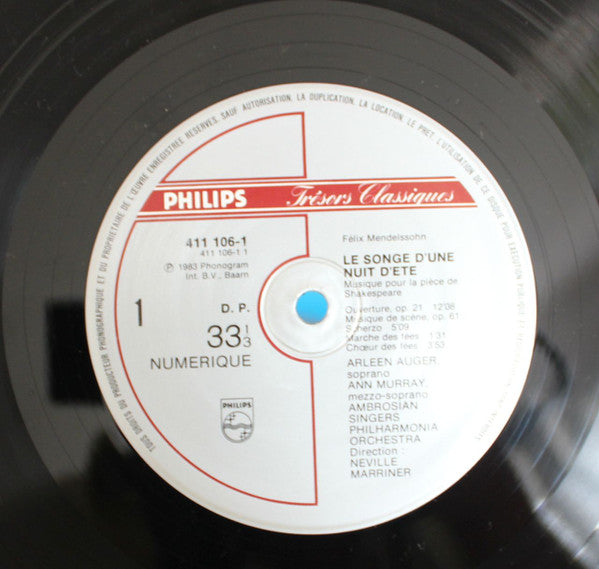 Felix Mendelssohn-Bartholdy, Arleen Auger · Ann Murray · The Ambrosian Singers, Philharmonia Orchestra · Sir Neville Marriner : Le Songe D'une Nuit D'été (LP)