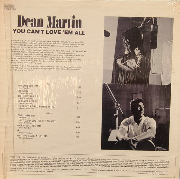 Dean Martin : You Can't Love 'Em All (LP, Comp)